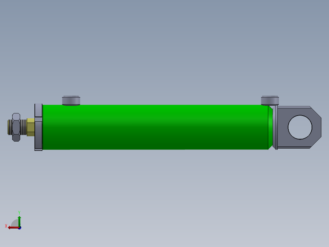 液压缸（带后眼安装座 - 单作用）50x30x290 mm后视图