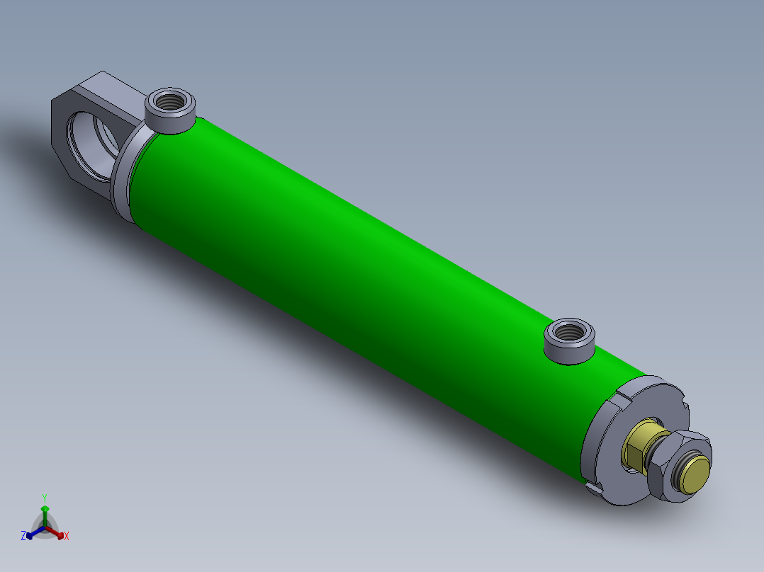 液压缸（带后眼安装座 - 单作用）50x30x290 mm正等轴测图