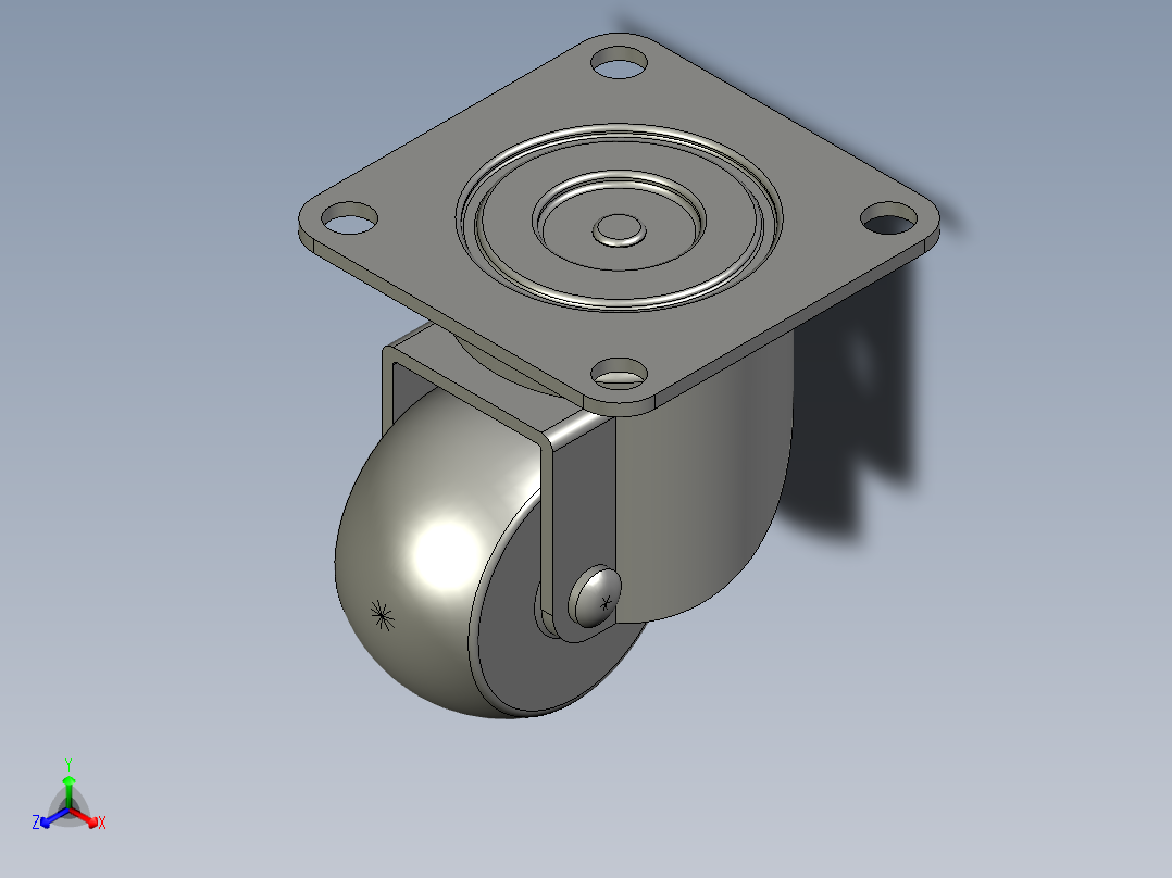 (MISUMI)脚轮CJHB65-1正等轴测图