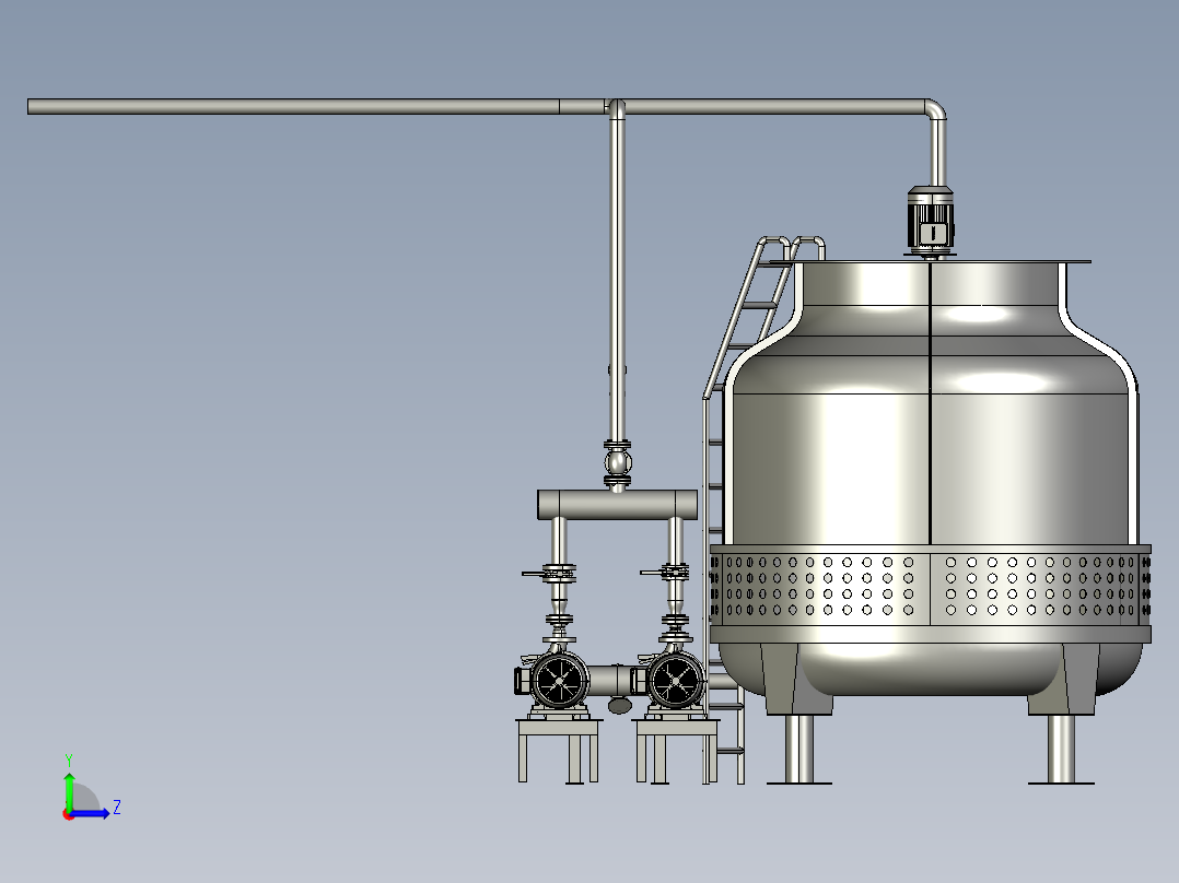 逆流凉水塔式玻璃钢逆流式冷水塔左视图