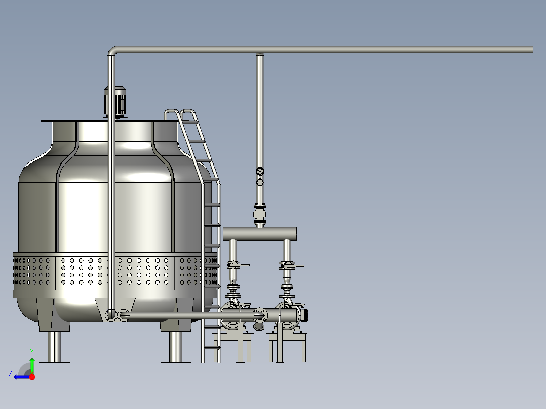 逆流凉水塔式玻璃钢逆流式冷水塔右视图