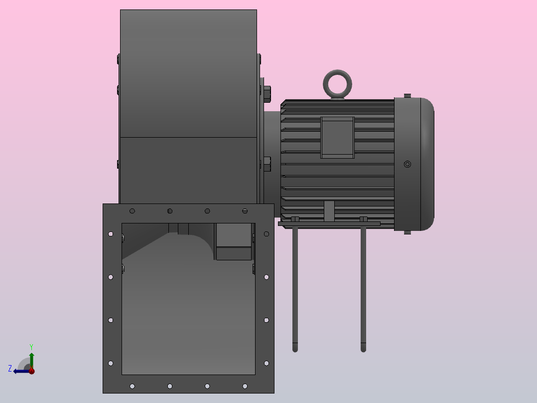 4-72-11A式低压离心通风机[4-72-11A式低压离心通风机-2.8-Y90S-2(B35)]右视图