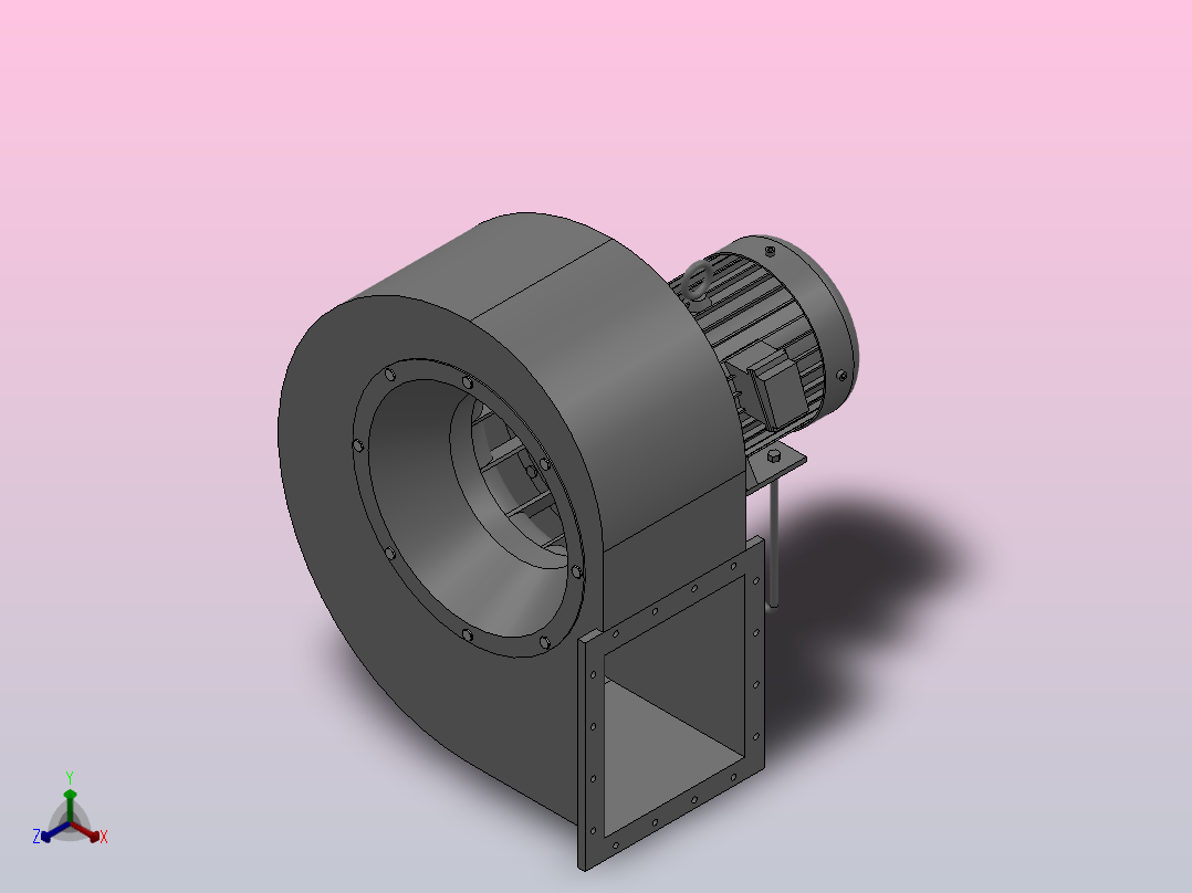 4-72-11A式低压离心通风机[4-72-11A式低压离心通风机-2.8-Y90S-2(B35)]正等轴测图