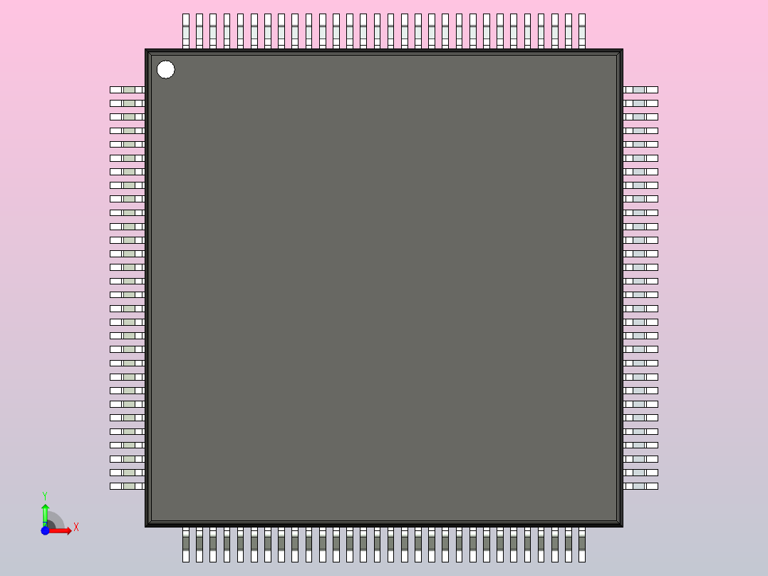 QFP 封装（四方扁平封装）QFP40P1600X1600X120-121N前视图