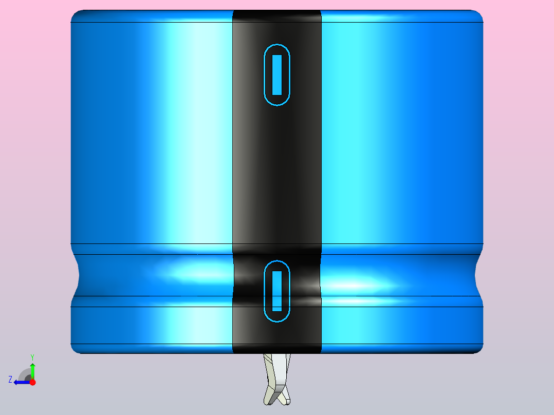 30 x25蓝黑底片电解电容器右视图