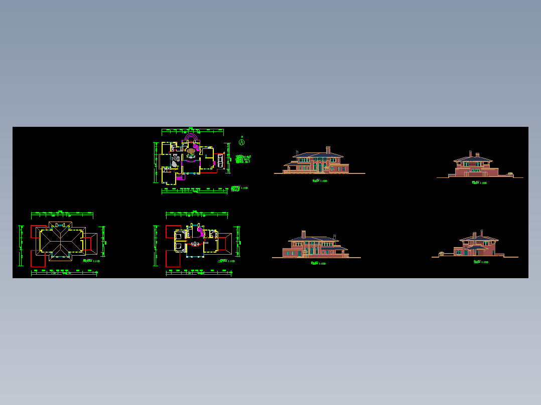 占地118平两层钢结构骨架独栋别墅建筑结构全套CAD图纸
