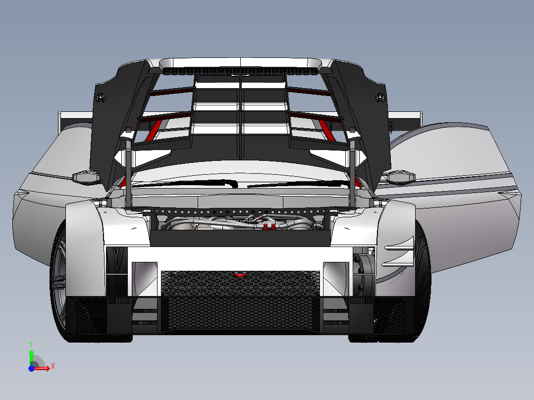 一款solidworks版本Nissan炫酷跑车前视图