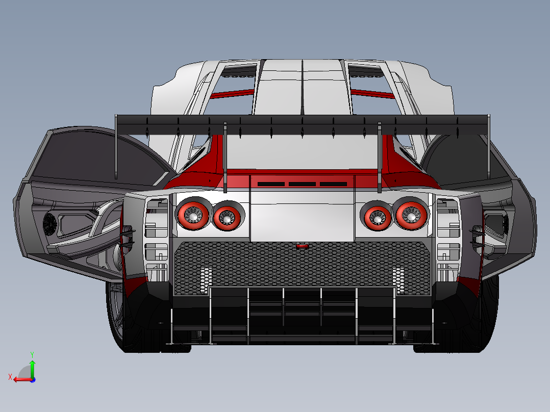 一款solidworks版本Nissan炫酷跑车后视图