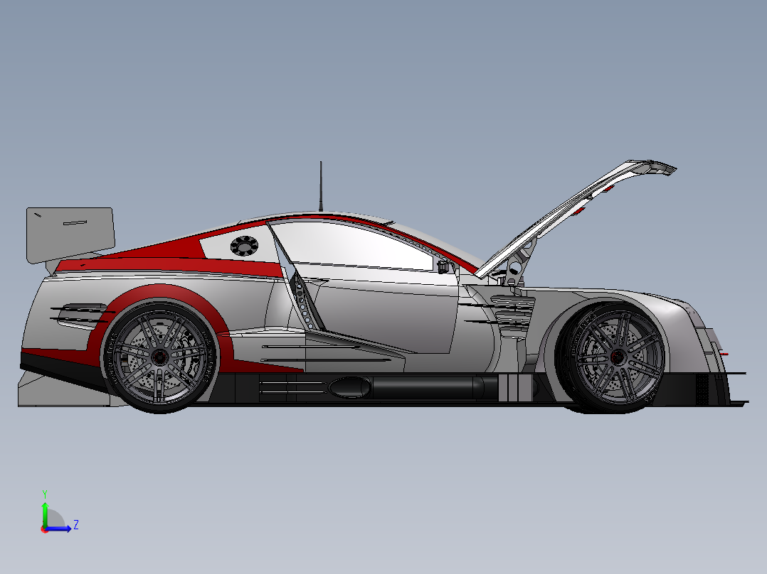 一款solidworks版本Nissan炫酷跑车左视图