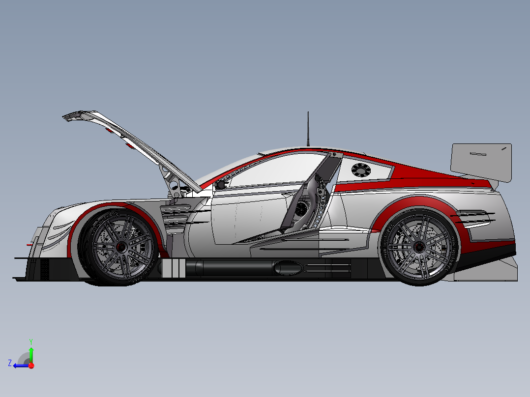 一款solidworks版本Nissan炫酷跑车右视图