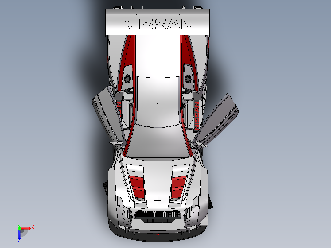 一款solidworks版本Nissan炫酷跑车俯视图
