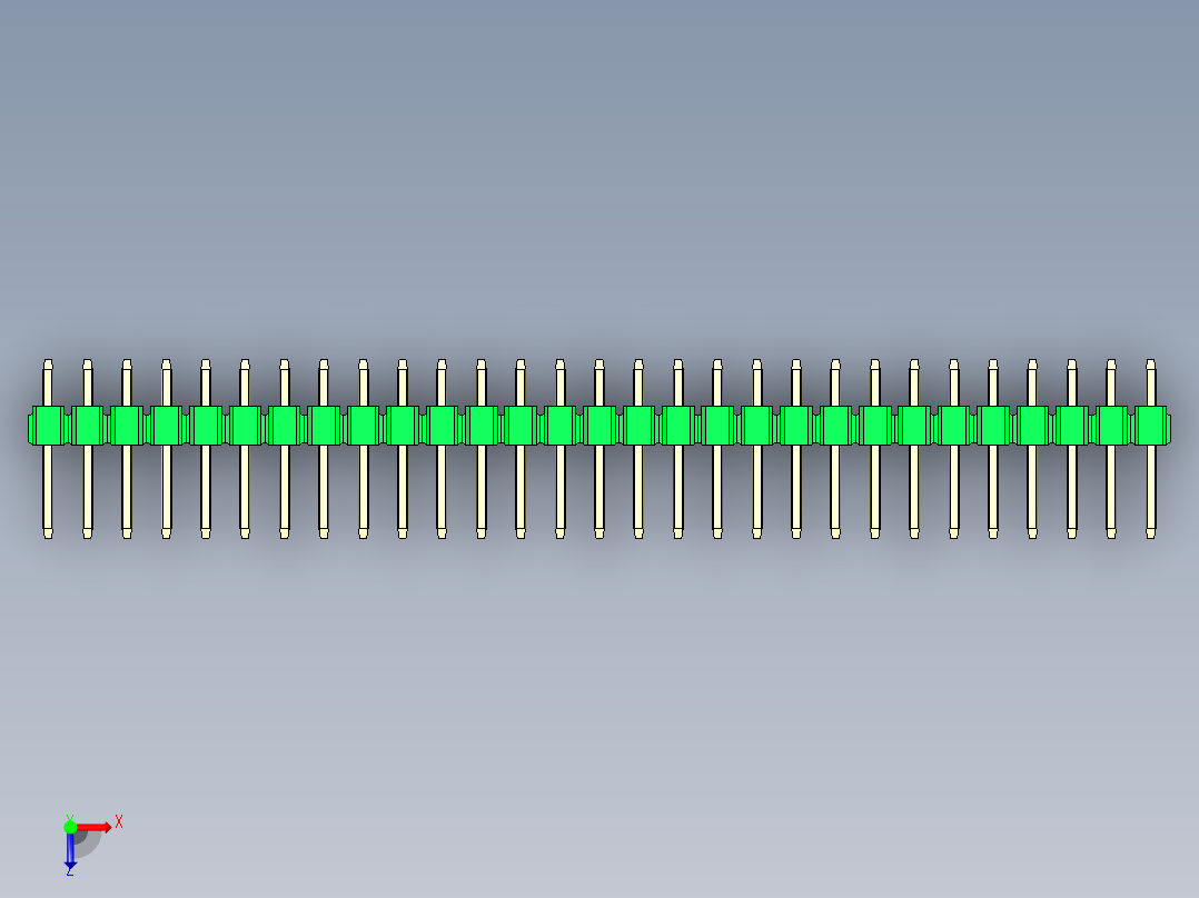 彩色公头100mil（2.54mm）系列-DS1021_green_1x29p_100mil_Type1_rev1.0俯视图