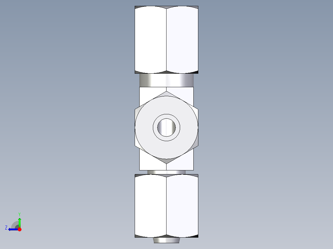 卡套式工业通用硬管接头EO_Swivel_nut_run_tee_EL06LCF右视图