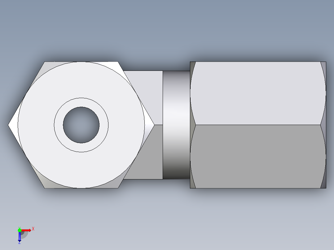 卡套式工业通用硬管接头EO_Swivel_nut_run_tee_EL06LCF俯视图