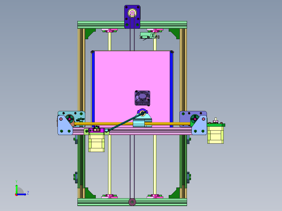 基于型材搭建的3d打印装置左视图
