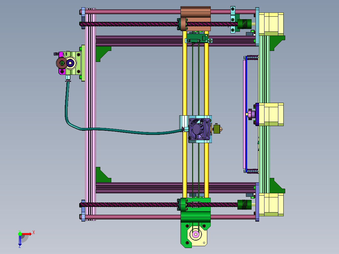 基于型材搭建的3d打印装置俯视图