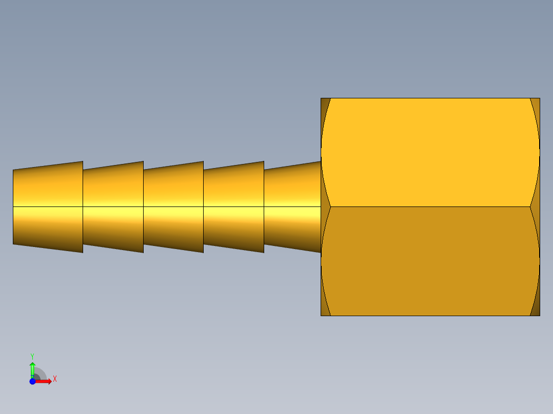 倒齿式工业管接头Hose Barb to Female Pipe 126HBL-4-4前视图