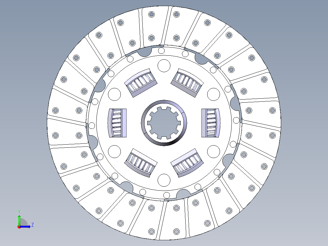 干式膜片弹簧离合器三维图CATIA模型左视图