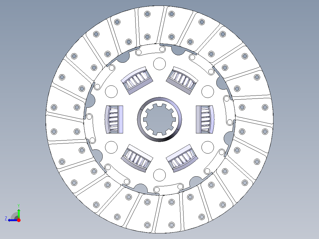 干式膜片弹簧离合器三维图CATIA模型右视图