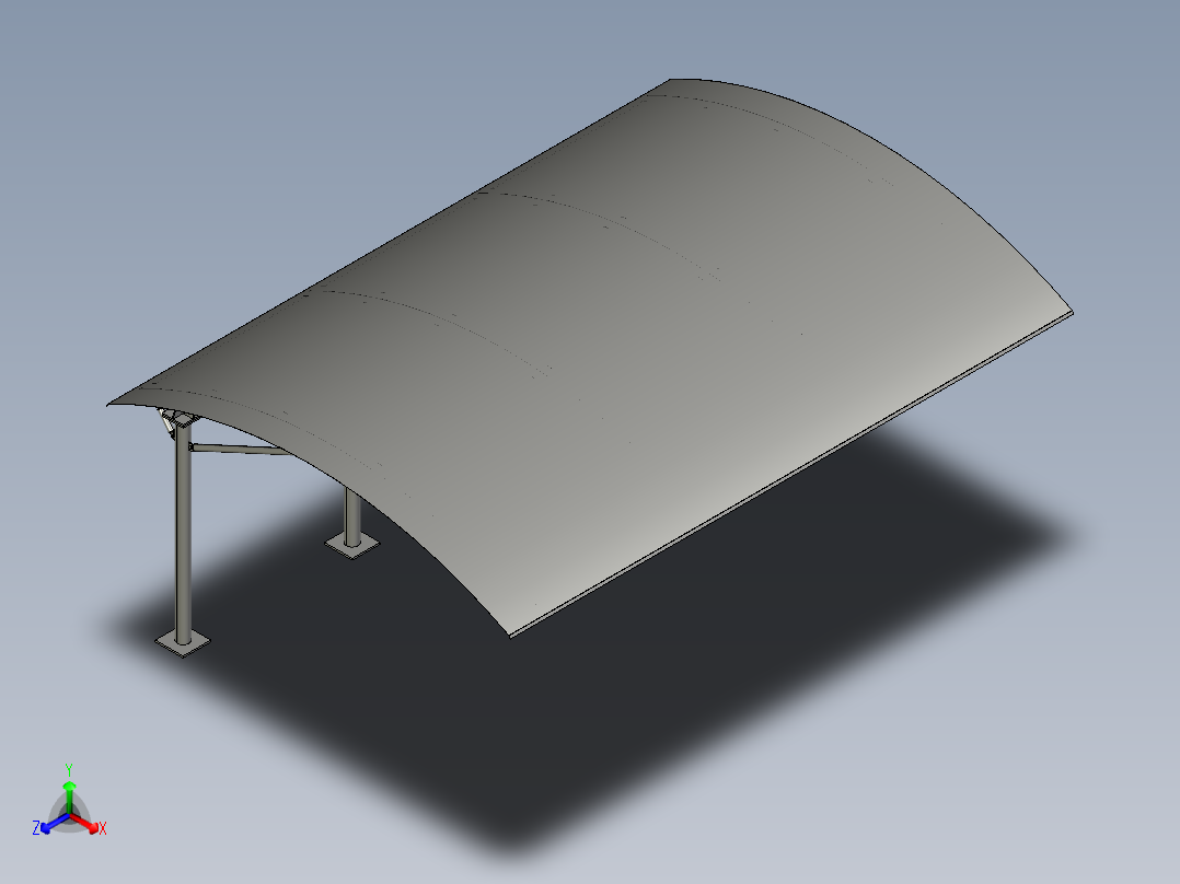 车辆停车棚3D设计正等轴测图