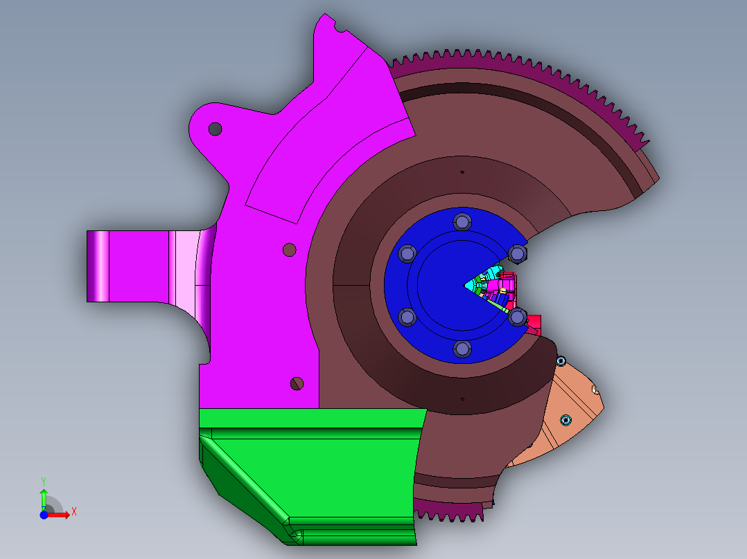 自动同步的啮合离合器前视图