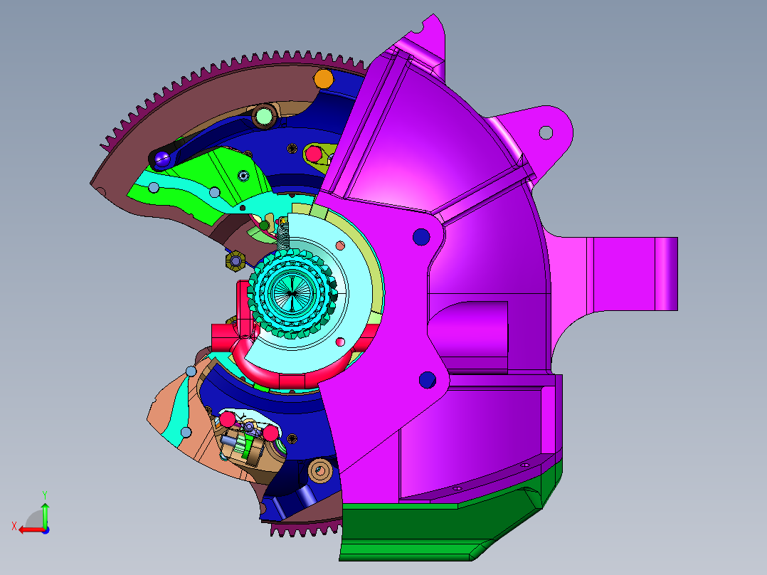 自动同步的啮合离合器后视图