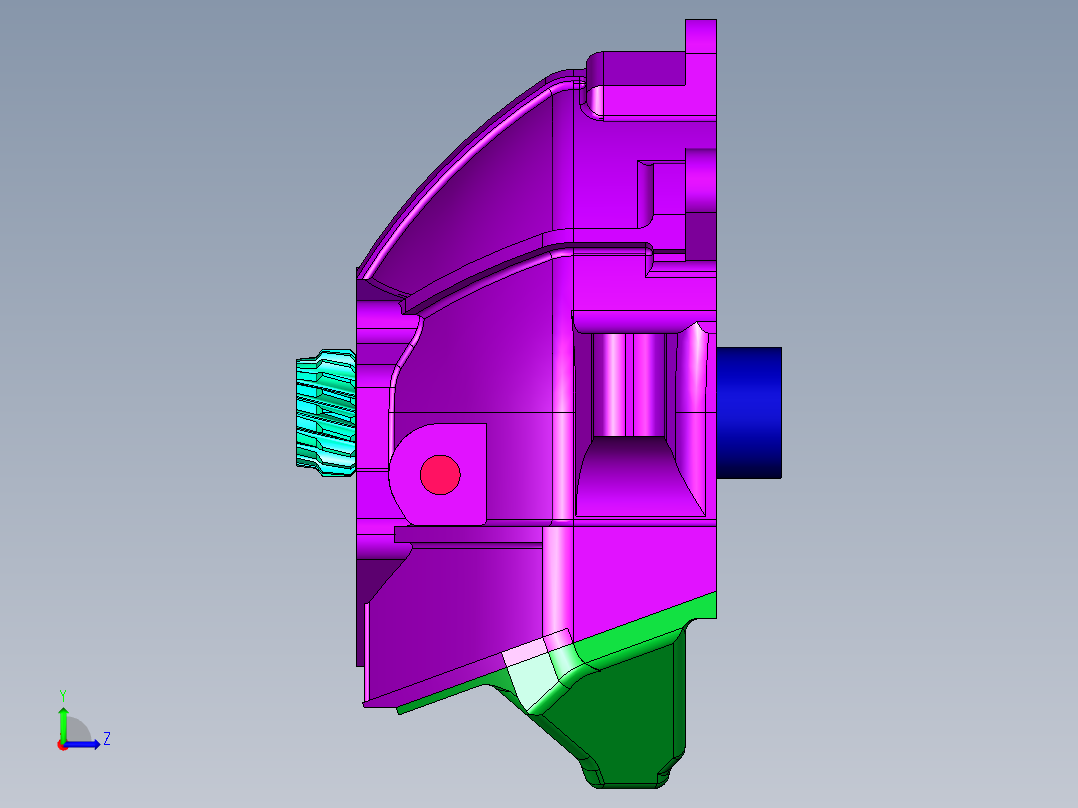 自动同步的啮合离合器左视图