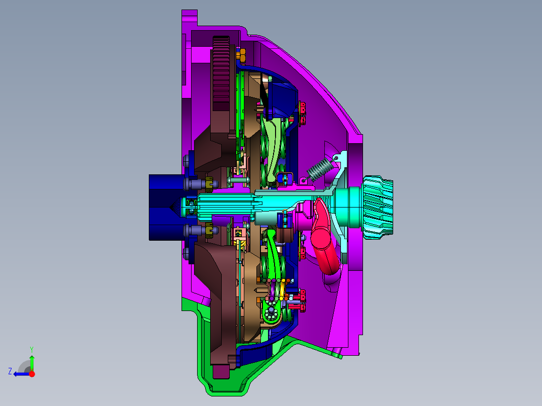 自动同步的啮合离合器右视图