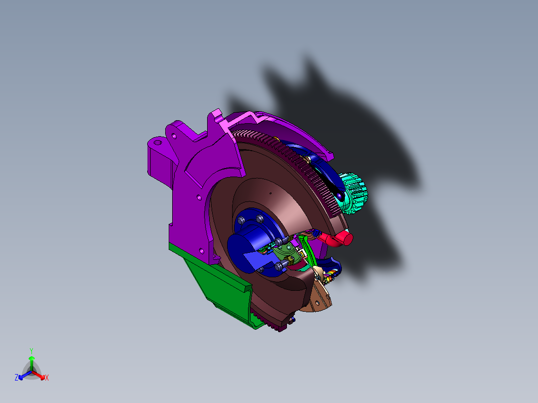 自动同步的啮合离合器正等轴测图