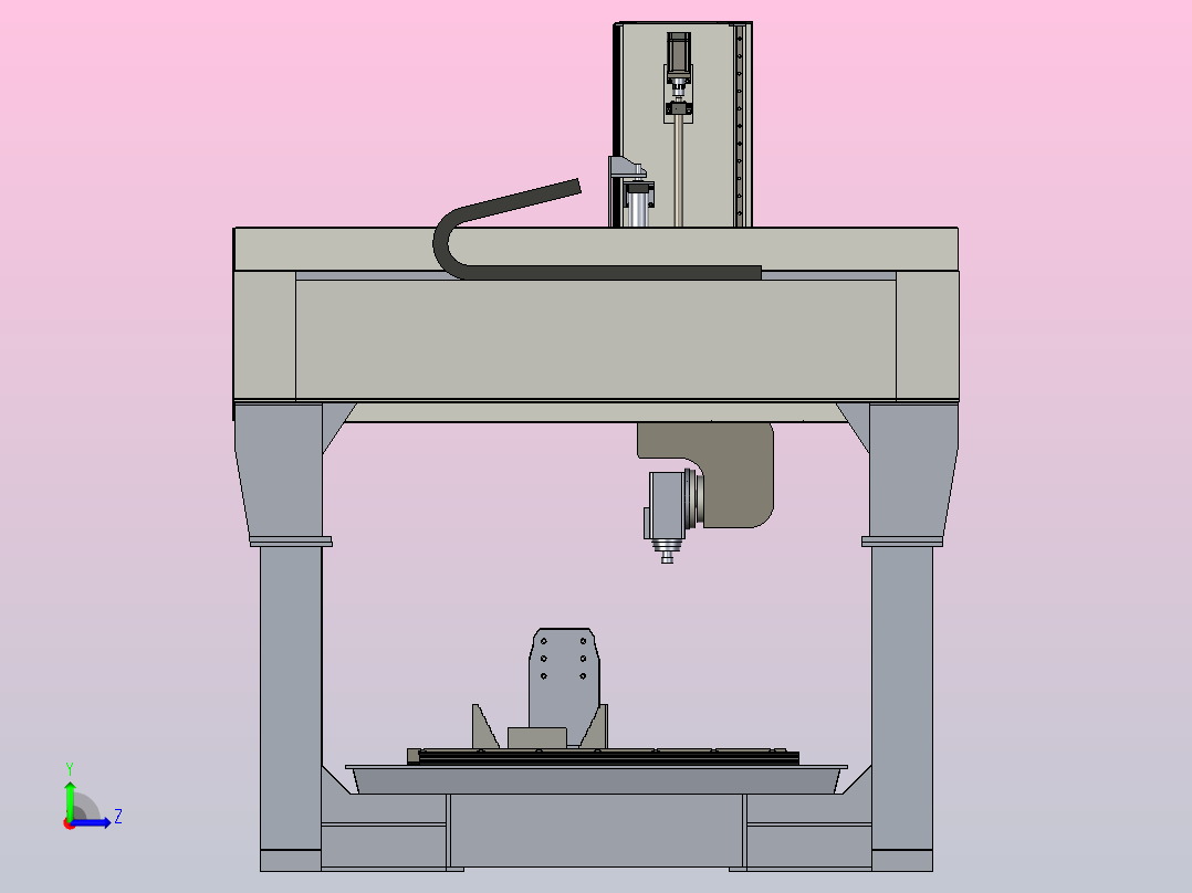 6轴加工机床设计3D图纸模型左视图