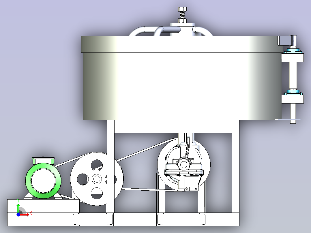 斜坡皮带输送线3D图纸前视图