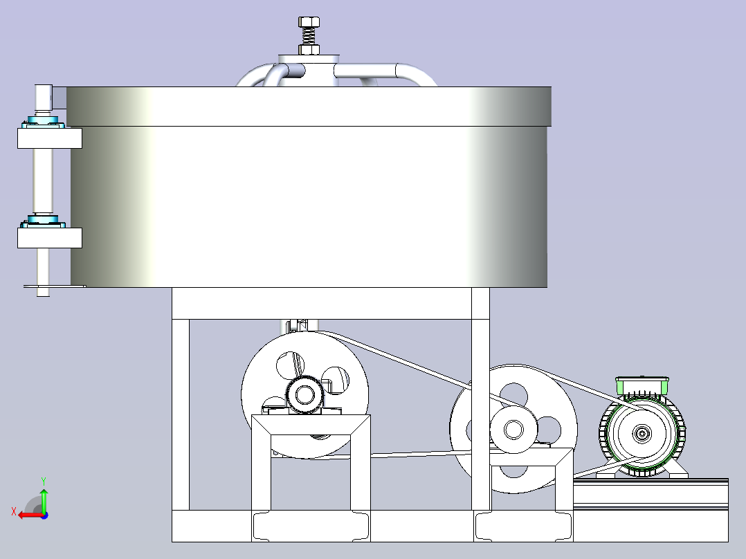 斜坡皮带输送线3D图纸后视图