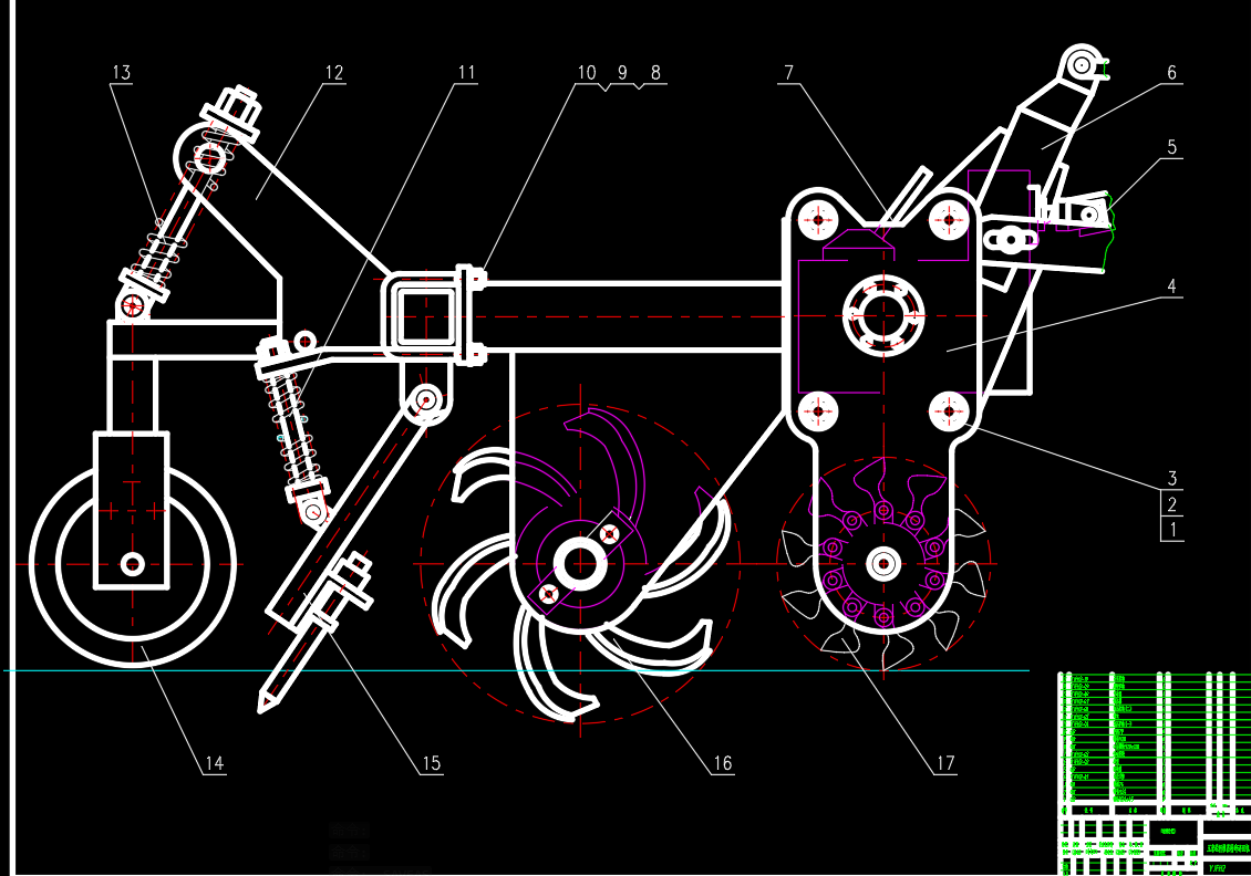 玉米秸秆根茬粉碎还田机CAD