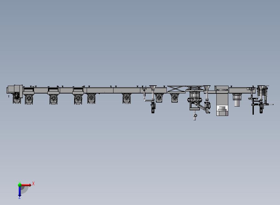 电梯曳引机流水线俯视图
