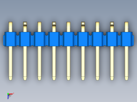 彩色公排针 100mil 2.54mm 系列-DS1022_blue_09p_100mil_Type_SMT_R2_rev1.0俯视缩略图