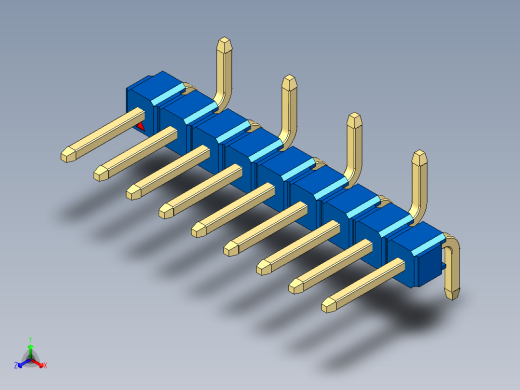 彩色公排针 100mil 2.54mm 系列-DS1022_blue_09p_100mil_Type_SMT_R2_rev1.0正等轴测缩略图
