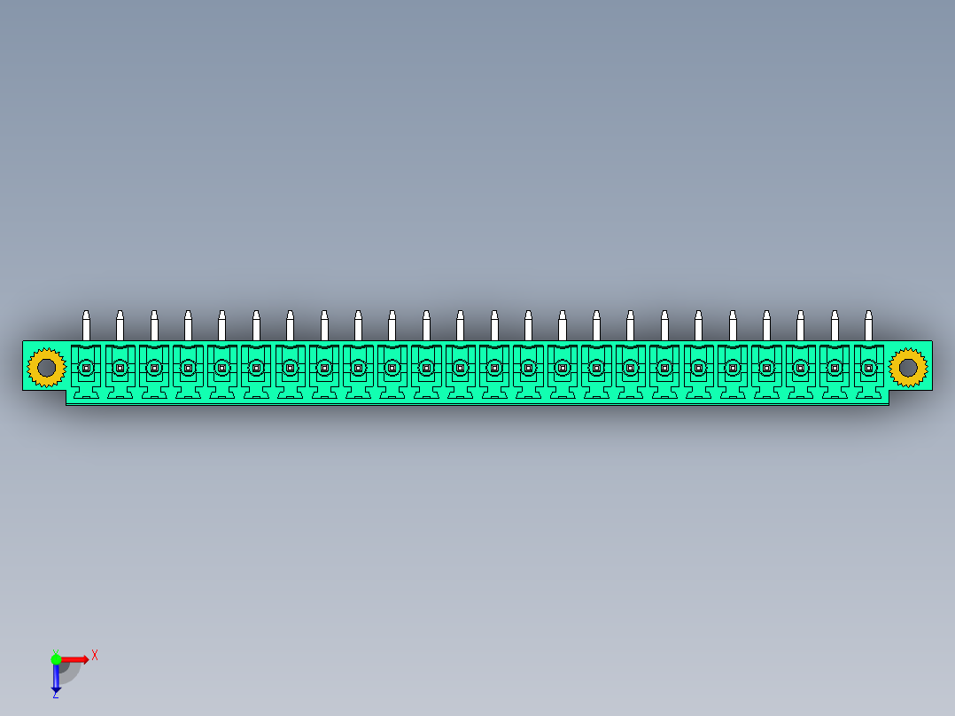 DEGSON 15EDG（公头） 3.81mm 螺钉锁紧，插拔式接线端子 FullPack-15EDGRM-3.81-24P-14-00AH俯视图
