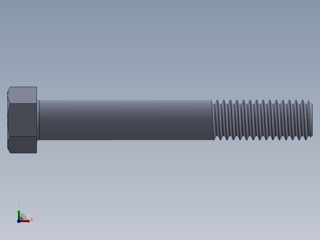 UNC 六角螺栓-Hex Bolt 0.4375-14 x 3.SLDPRT前视图