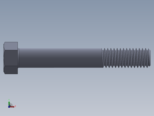 UNC 六角螺栓-Hex Bolt 0.4375-14 x 3.SLDPRT前视缩略图