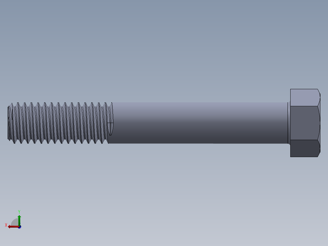 UNC 六角螺栓-Hex Bolt 0.4375-14 x 3.SLDPRT后视图