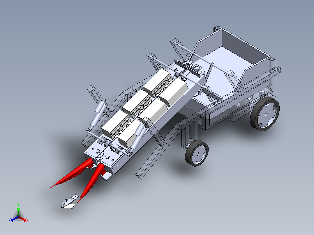 胡萝卜收获机正等轴测图