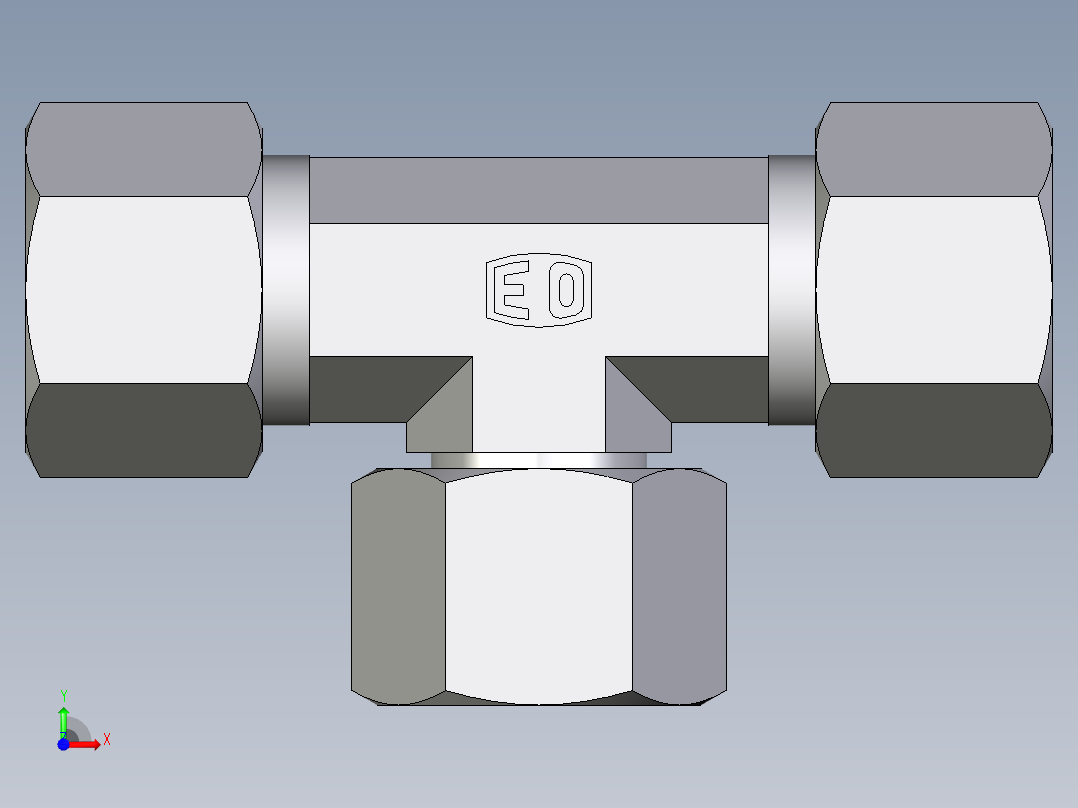 卡套式工业通用硬管接头EO_Swivel_nut_branch_tee_ET12SCF前视图