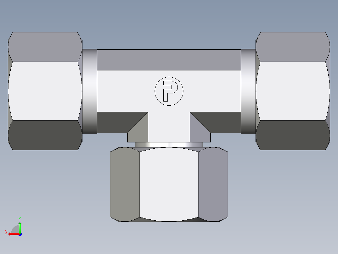 卡套式工业通用硬管接头EO_Swivel_nut_branch_tee_ET12SCF后视图