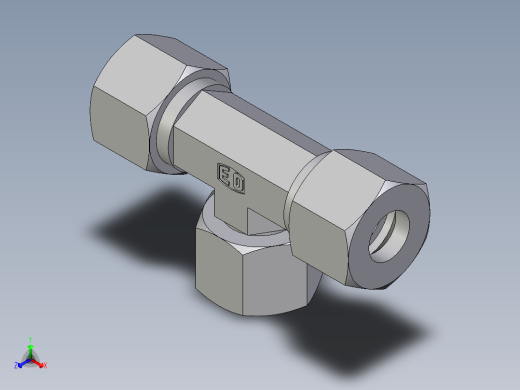 卡套式工业通用硬管接头EO_Swivel_nut_branch_tee_ET12SCF正等轴测缩略图