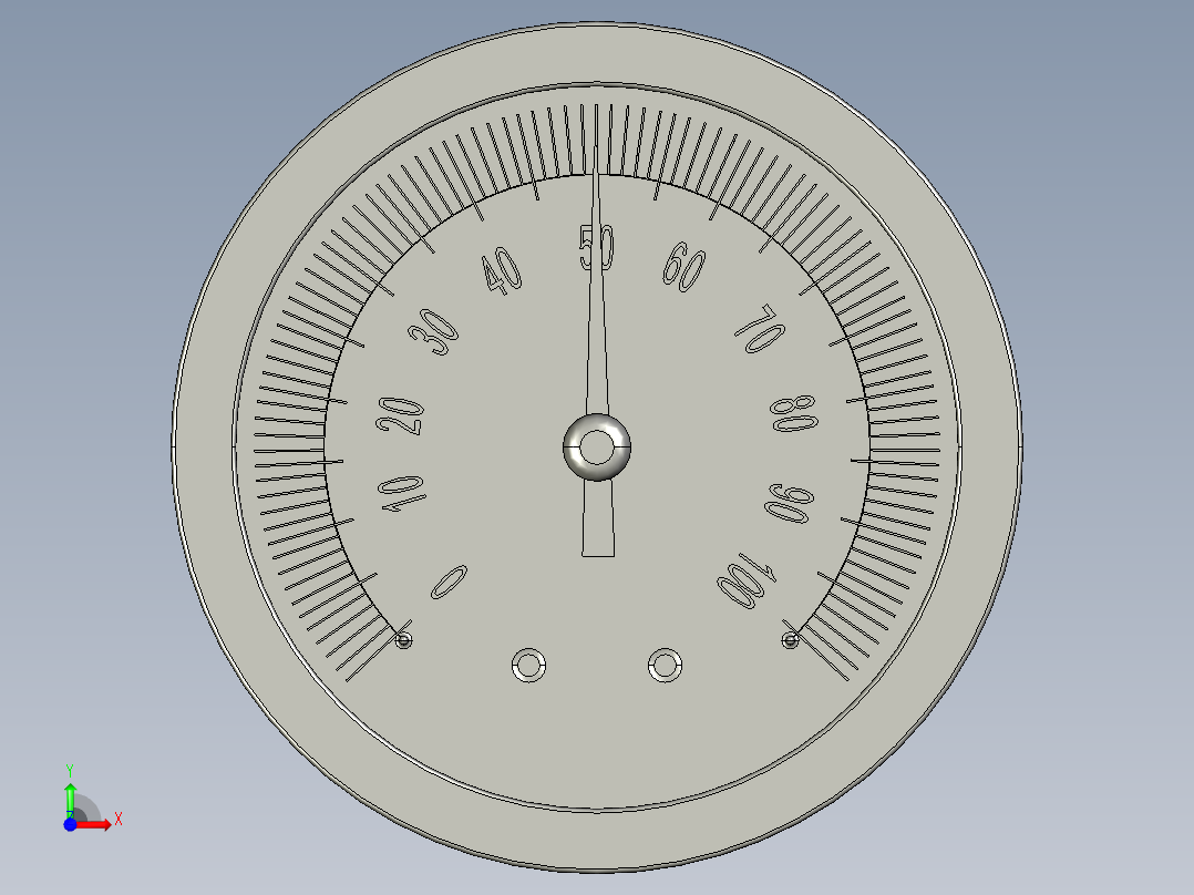 压力表+0-100,+025+in+NPT,+静态模型前视图