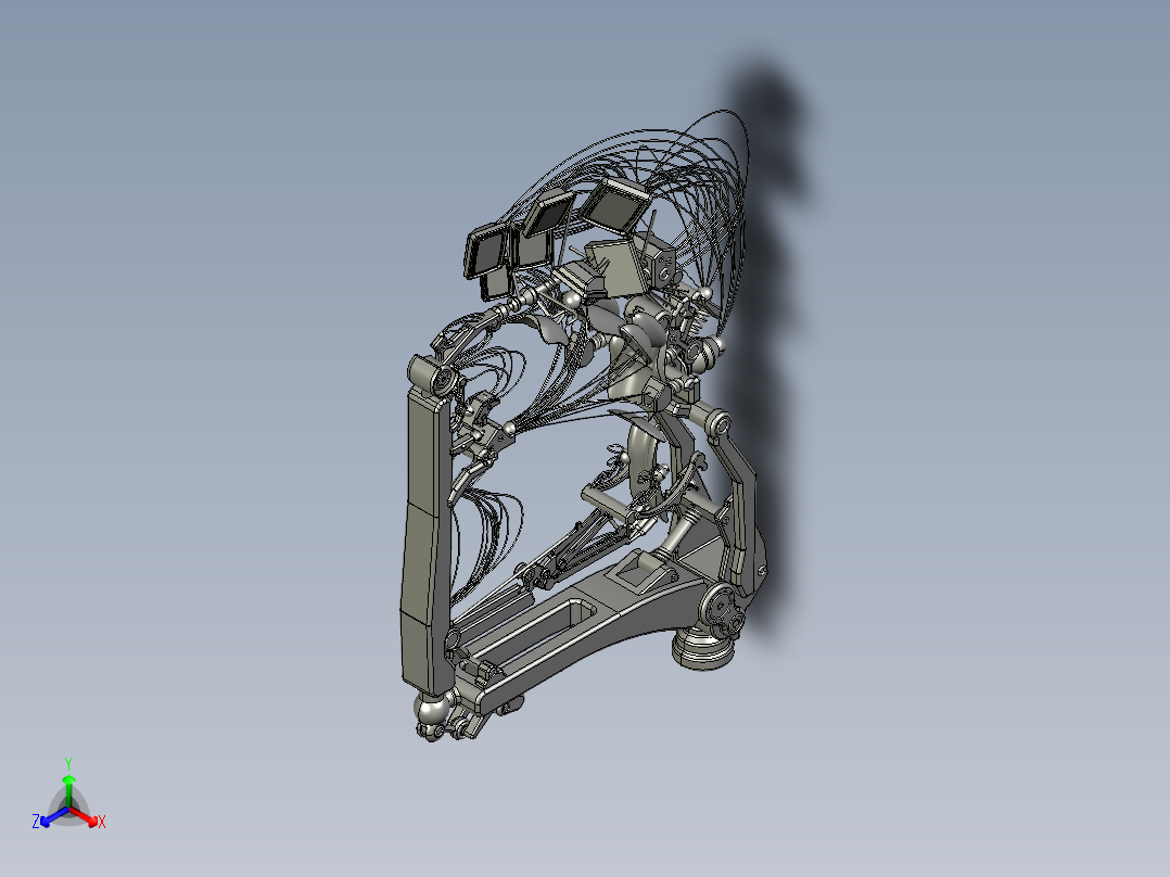 1053黑客帝国广播椅PROE设计正等轴测图