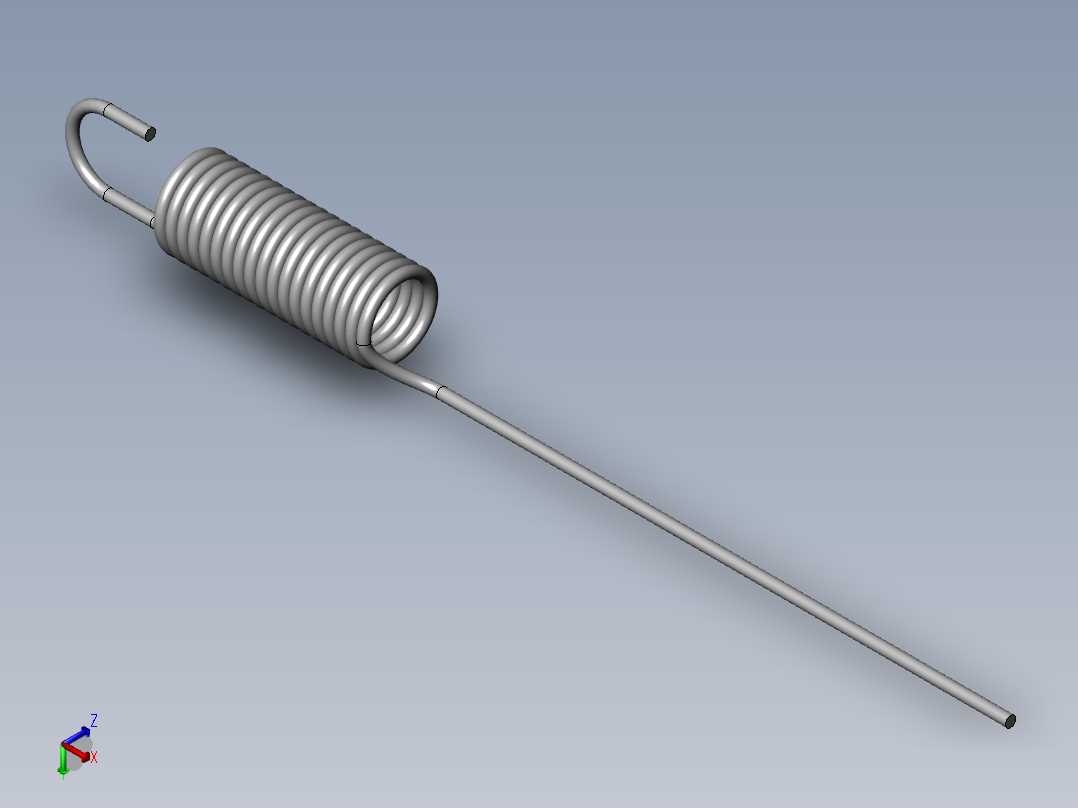 异形弹簧-9290K220_STEEL EXTENSION SPRING正等轴测图