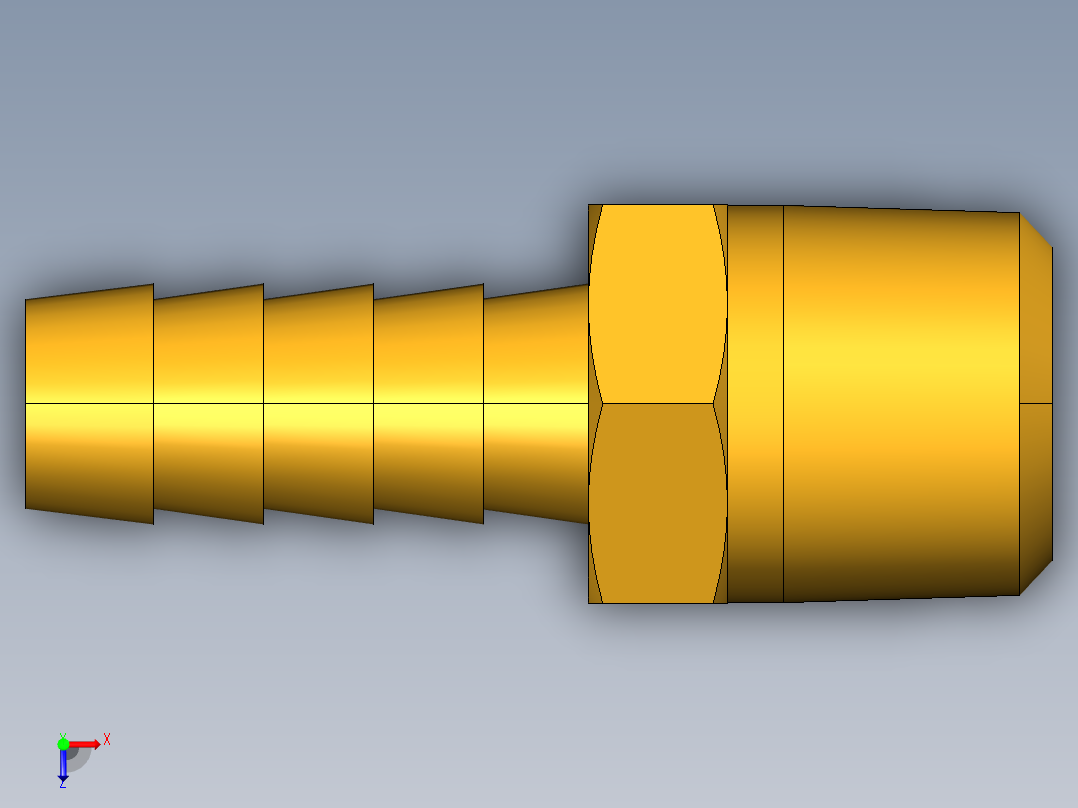 倒齿式工业管接头Hose Barb to Male Pipe 125HBL-6-6俯视图