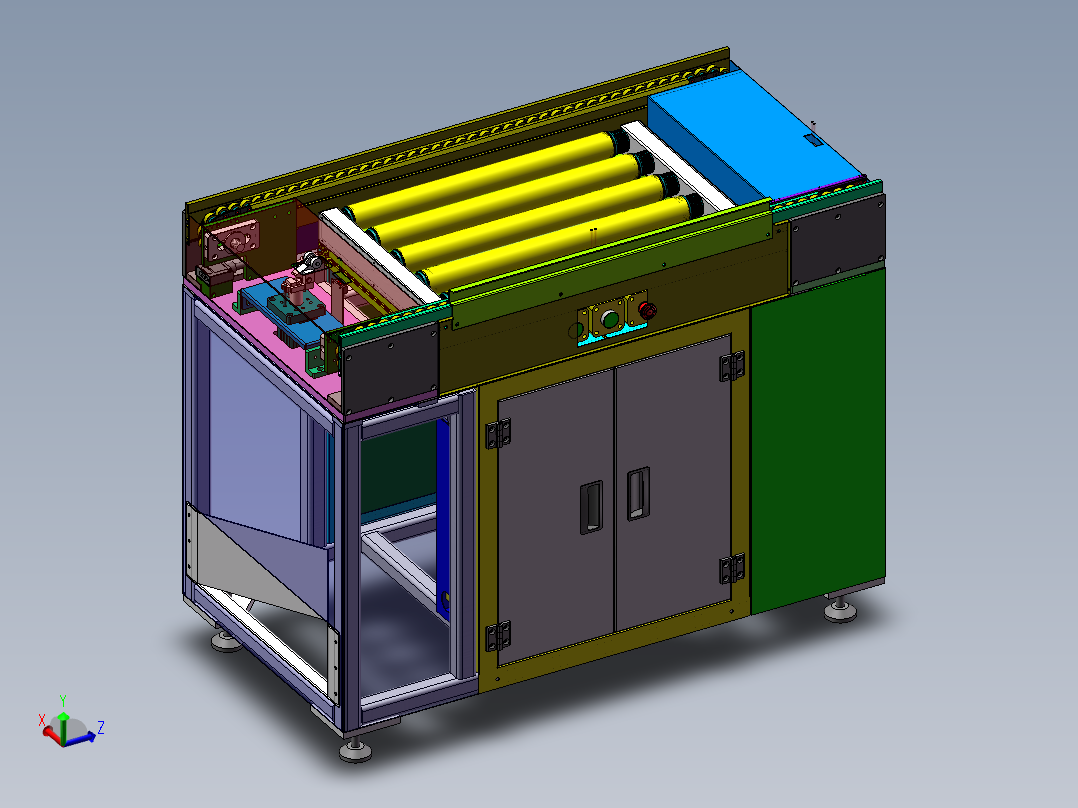 2.5倍速链滚轮十字传输机（sw17可编辑+工程图+bom）