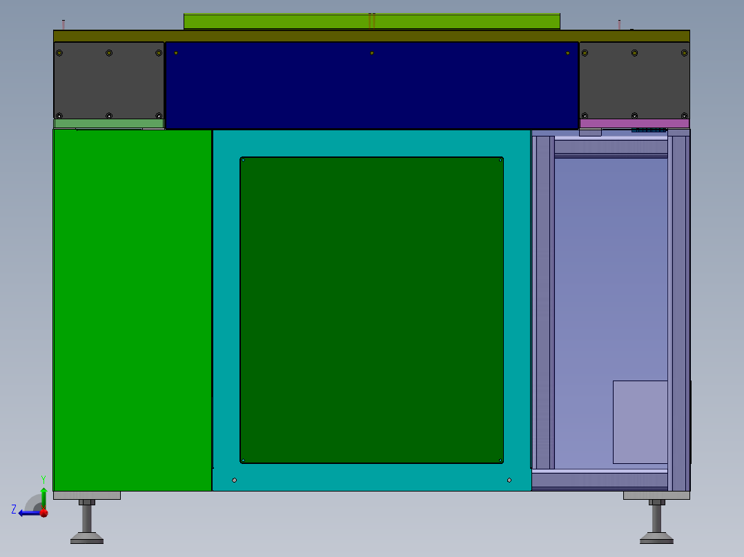 2.5倍速链滚轮十字传输机（sw17可编辑+工程图+bom）前视图
